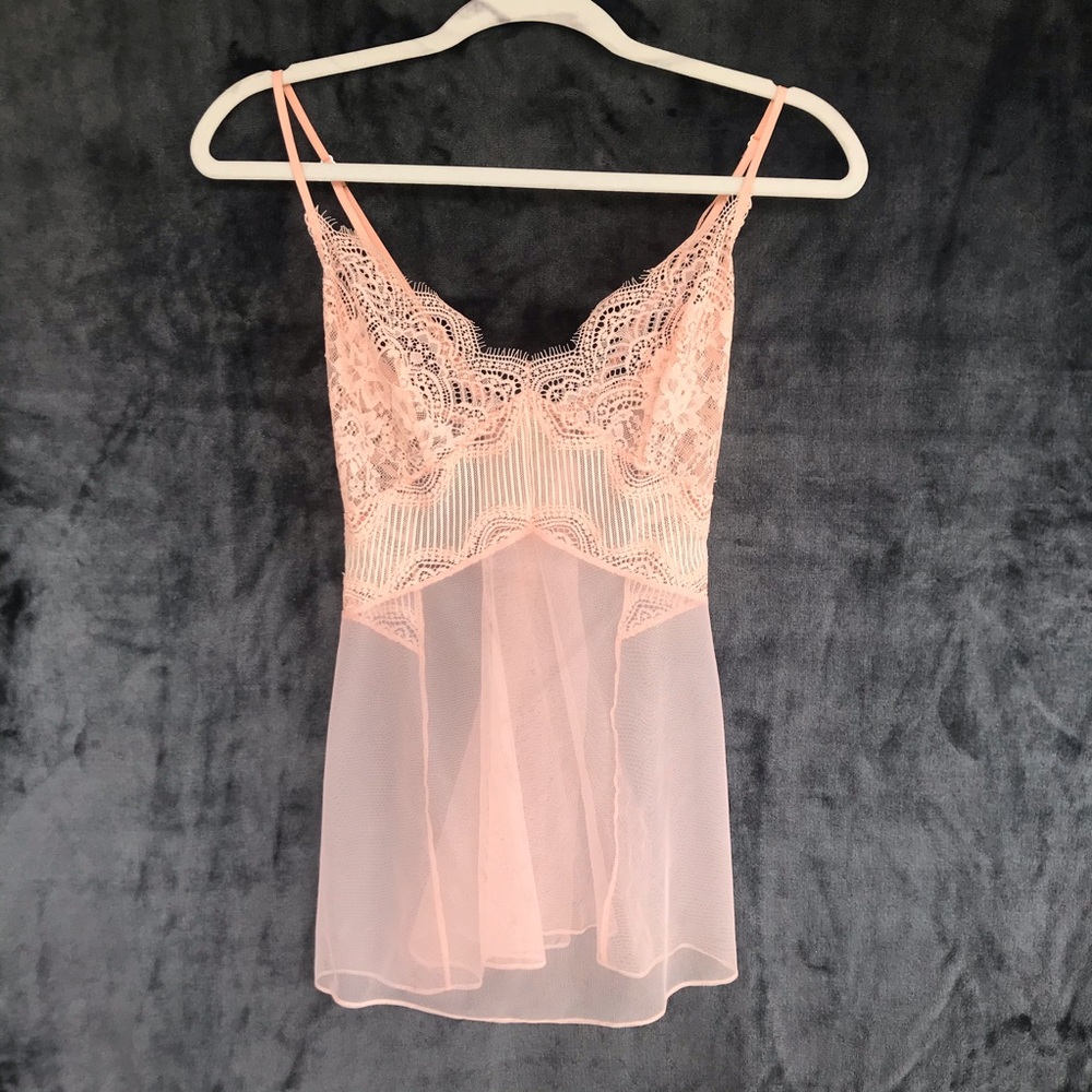 Victoria’s Secret Pink Lace Mesh Slip Lingerie Top